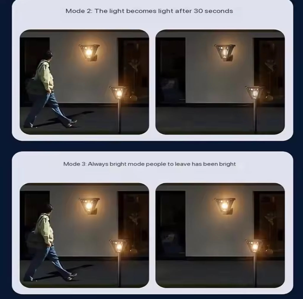 Solar Wegeleuchte 2-in-1 mit Bewegungsmelder | Erdspiess oder Wandmontage, 3 Modi, IP65 | Modernes Sensor-Solarlicht für Weg, Einfahrt & Hauswand