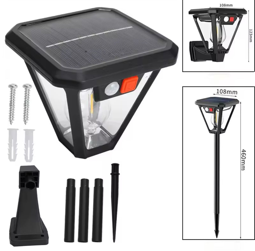Solar Wegeleuchte 2-in-1 mit Bewegungsmelder | Erdspiess oder Wandmontage, 3 Modi, IP65 | Modernes Sensor-Solarlicht für Weg, Einfahrt & Hauswand