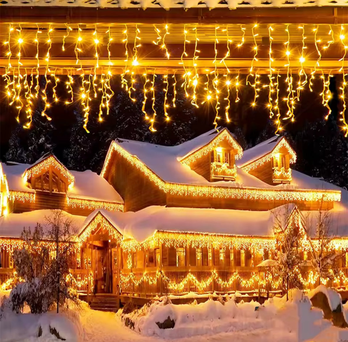 XXL Weihnachts-Eisregen Lichterkette für draussen | Dimmbar mit Fernbedienung, 8 Modi, koppelbar, 3.5–40 m | Weihnachtsbeleuchtung aussen für Dachrinne & Fassade