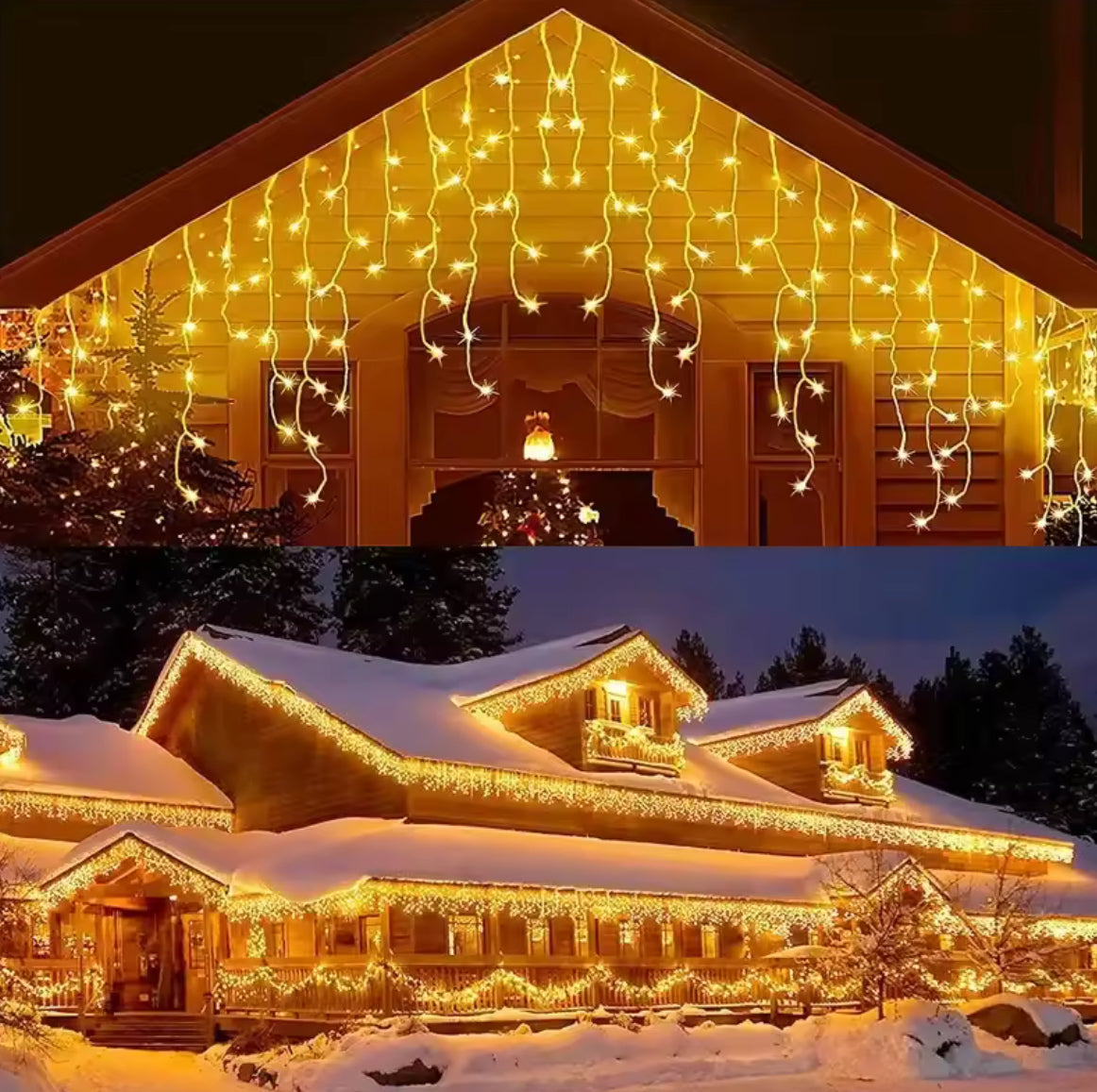 XXL Weihnachts-Eisregen Lichterkette für draussen | Dimmbar mit Fernbedienung, 8 Modi, koppelbar, 3.5–40 m | Weihnachtsbeleuchtung aussen für Dachrinne & Fassade
