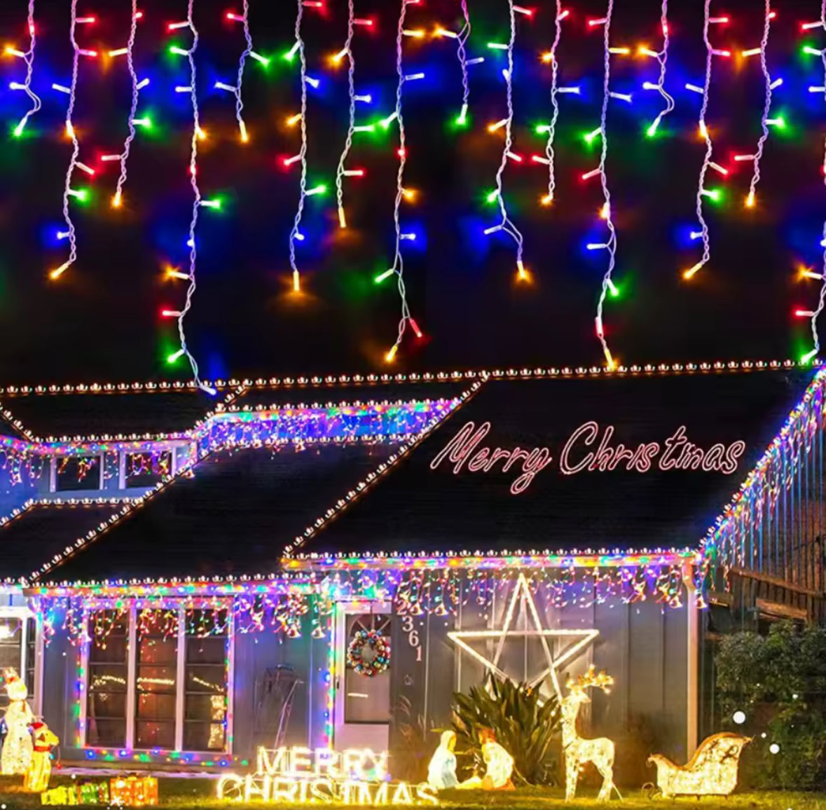 XXL Weihnachts-Eisregen Lichterkette für draussen | Dimmbar mit Fernbedienung, 8 Modi, koppelbar, 3.5–40 m | Weihnachtsbeleuchtung aussen für Dachrinne & Fassade