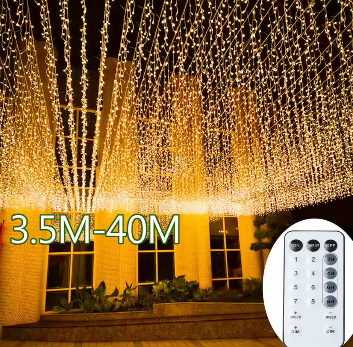 XXL Weihnachts-Eisregen Lichterkette für draussen | Dimmbar mit Fernbedienung, 8 Modi, koppelbar, 3.5–40 m | Weihnachtsbeleuchtung aussen für Dachrinne & Fassade