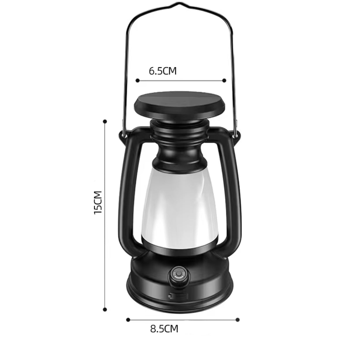 LED Retro-Campinglaterne mit Akku | Sturmlaternen-Look mit Drehdimmer, 3 Modi, USB-C, Tragegriff | Stimmungslicht für Gartentisch, Camping, Balkon & Zelt