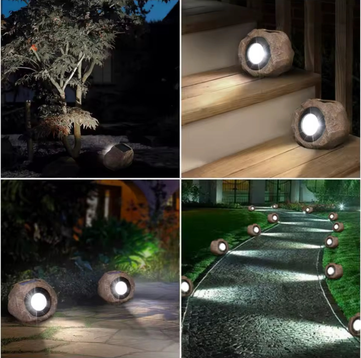 Solar Deko-Stein mit LED-Strahler | Natürliche Steinoptik, Dämmerungsautomatik, IP65, kabellos | Getarntes Gartenlicht für Beet, Weg & Pflanzen