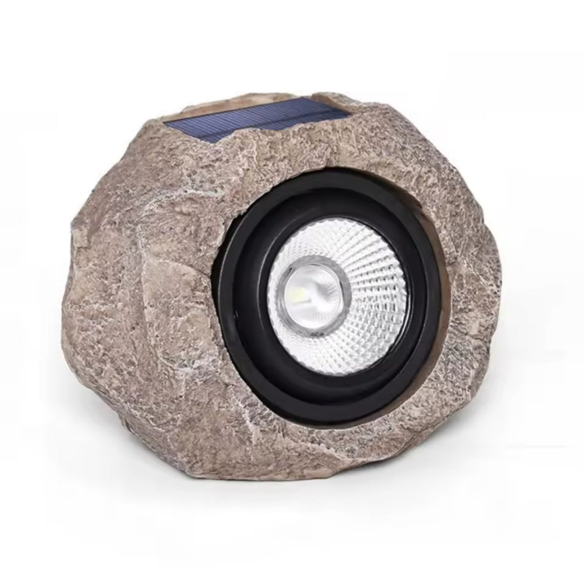 Solar Deko-Stein mit LED-Strahler | Natürliche Steinoptik, Dämmerungsautomatik, IP65, kabellos | Getarntes Gartenlicht für Beet, Weg & Pflanzen