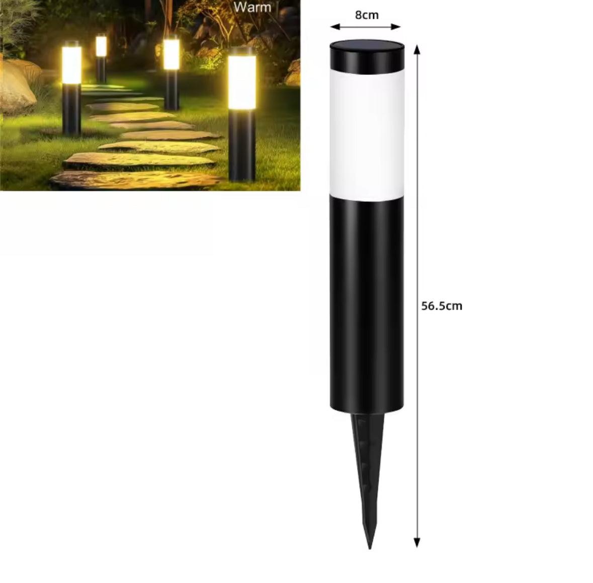 Solar Poller aus Edelstahl | Moderne Zylinderform, 2 Grössen, warmweiss oder kaltweiss, IP65 | Solar-Wegbeleuchtung für Gartenweg, Einfahrt & Rasenkante