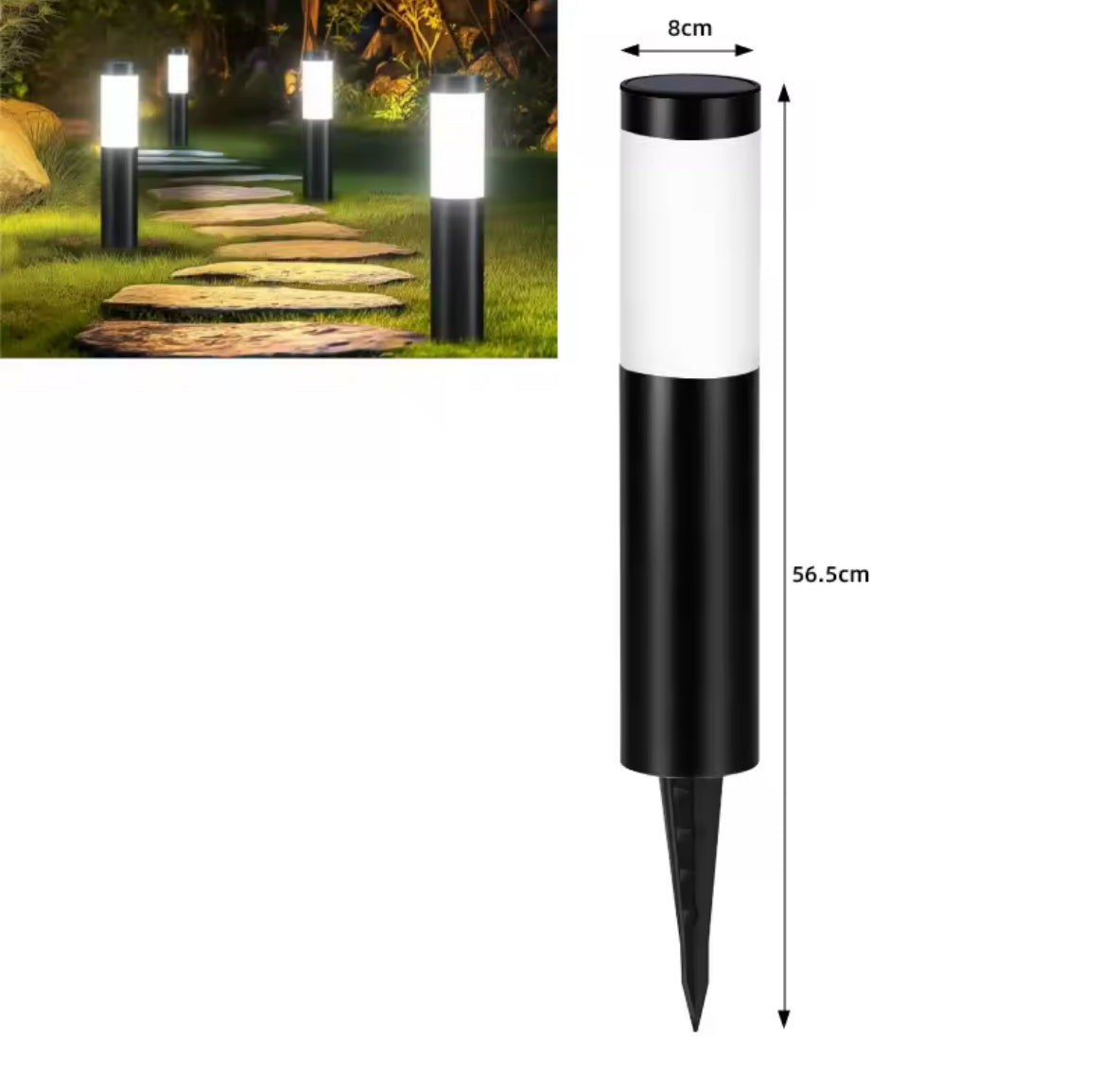 Solar Poller aus Edelstahl | Moderne Zylinderform, 2 Grössen, warmweiss oder kaltweiss, IP65 | Solar-Wegbeleuchtung für Gartenweg, Einfahrt & Rasenkante