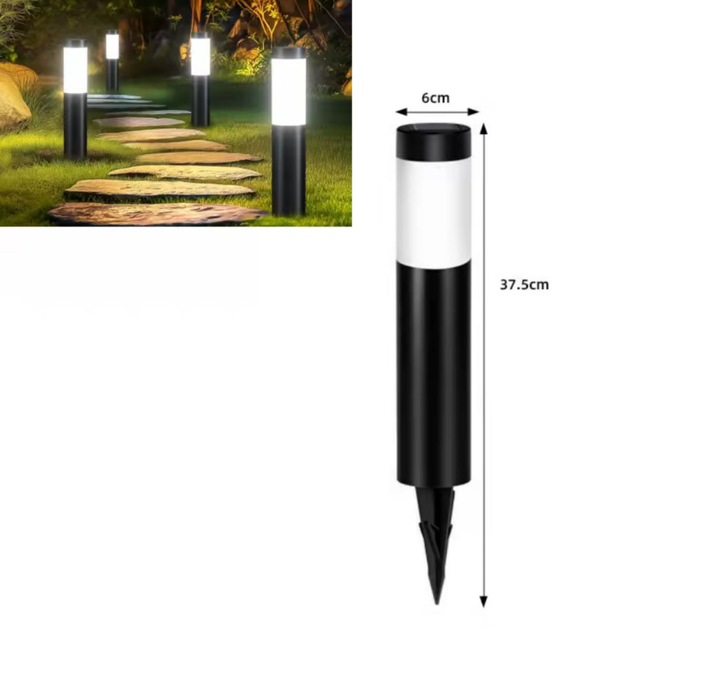Solar Poller aus Edelstahl | Moderne Zylinderform, 2 Grössen, warmweiss oder kaltweiss, IP65 | Solar-Wegbeleuchtung für Gartenweg, Einfahrt & Rasenkante