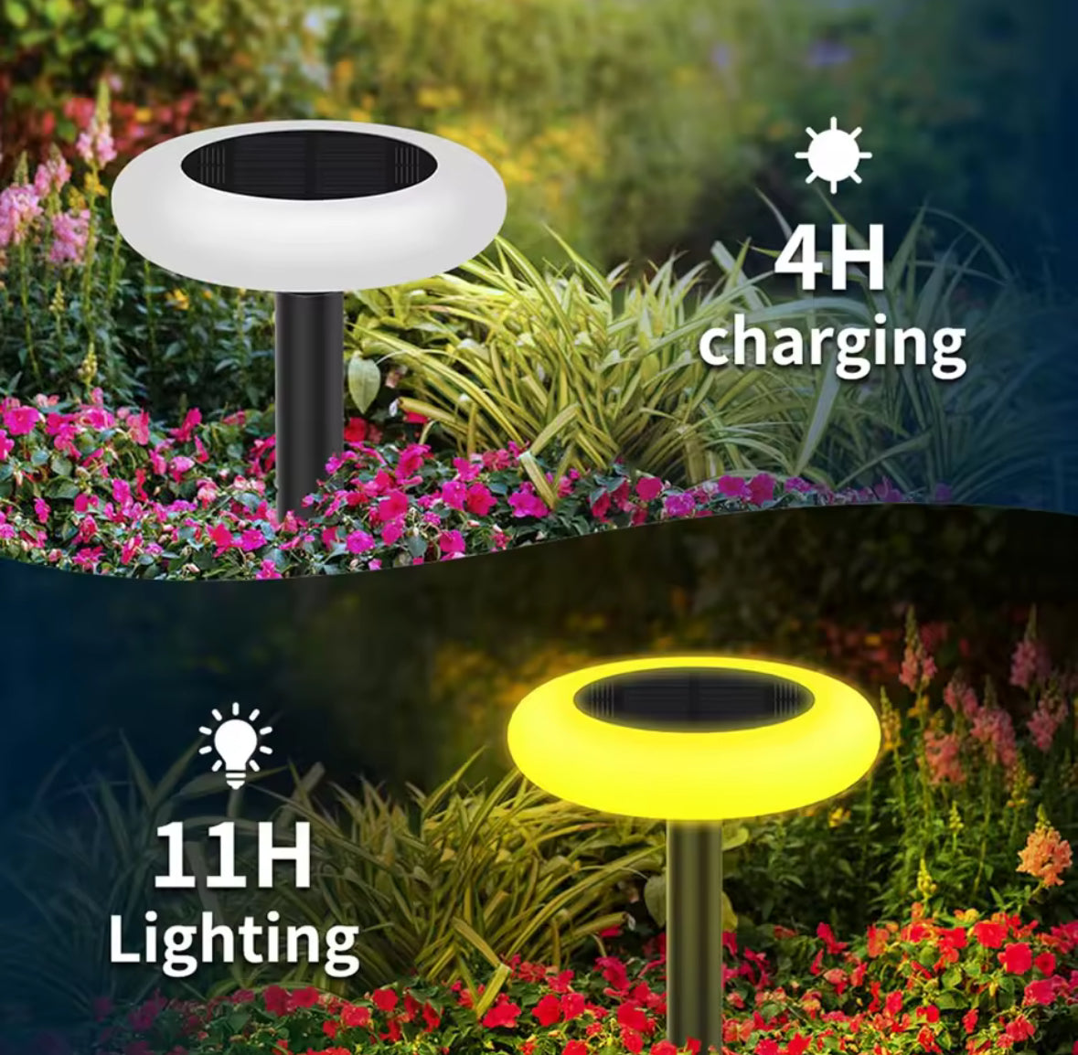 6 Solar Gartenleuchten mit Farbwechsel & Fernbedienung | Bunte Lichtscheiben, dimmbar, IP65, 6er-Set | Farbige Solar-Wegbeleuchtung für Garten, Rasen & Terrasse