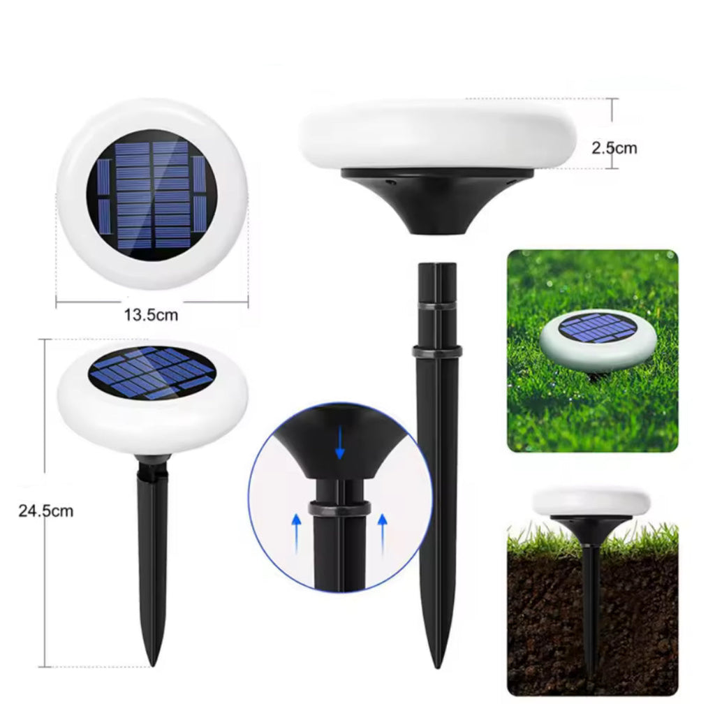 6 Solar Gartenleuchten mit Farbwechsel & Fernbedienung | Bunte Lichtscheiben, dimmbar, IP65, 6er-Set | Farbige Solar-Wegbeleuchtung für Garten, Rasen & Terrasse