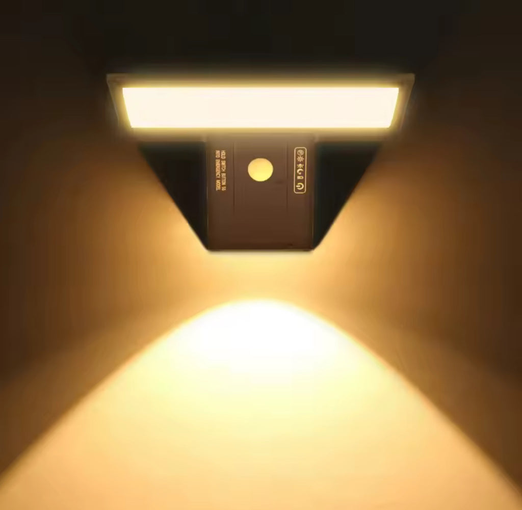 Solar Sicherheitsleuchte mit Bewegungsmelder | 90 LED Flutlicht, 4 Modi, 2600 mAh, IP65 | Kabelloses Aussenlicht für Garage, Hauseingang & Hof
