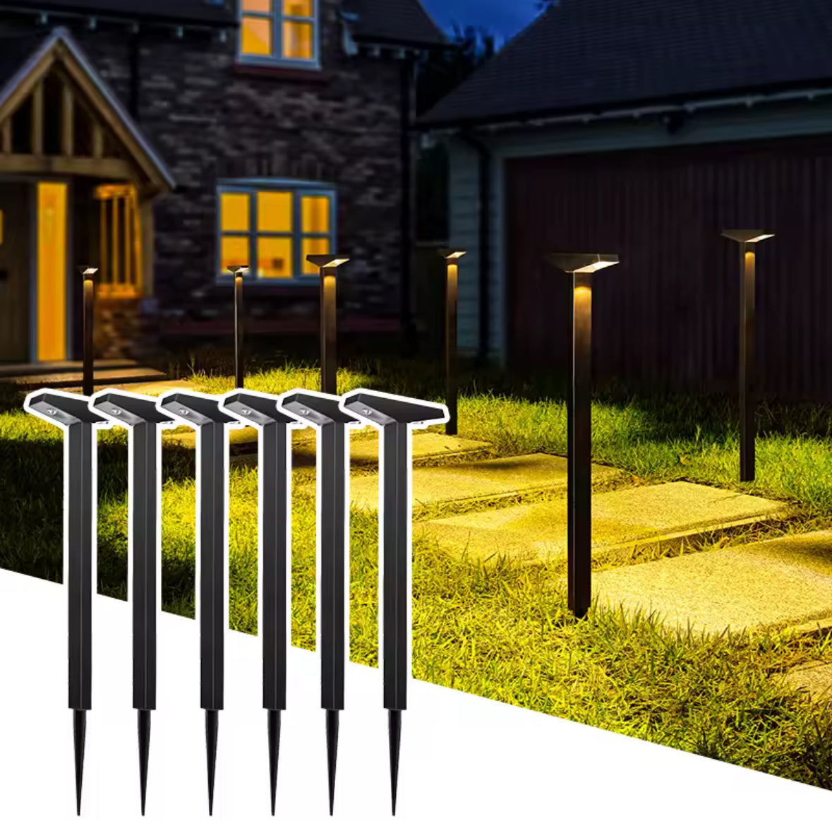 Solar Wegeleuchte T-Form höhenverstellbar | 2 Steckhöhen, warmweiss oder kaltweiss, IP65, rasenmäherfest | Schlanke Solar-Wegbeleuchtung für Gartenweg & Beet