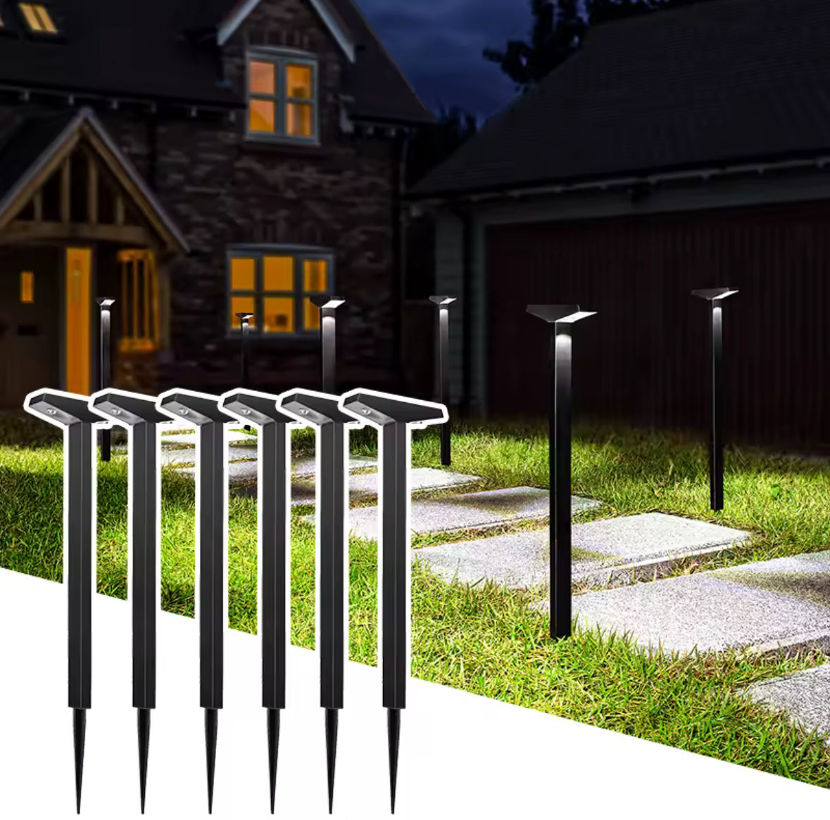 Solar Wegeleuchte T-Form höhenverstellbar | 2 Steckhöhen, warmweiss oder kaltweiss, IP65, rasenmäherfest | Schlanke Solar-Wegbeleuchtung für Gartenweg & Beet