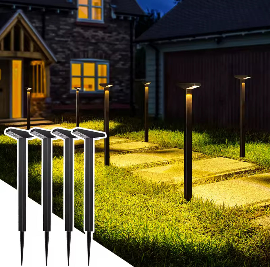 Solar Wegeleuchte T-Form höhenverstellbar | 2 Steckhöhen, warmweiss oder kaltweiss, IP65, rasenmäherfest | Schlanke Solar-Wegbeleuchtung für Gartenweg & Beet