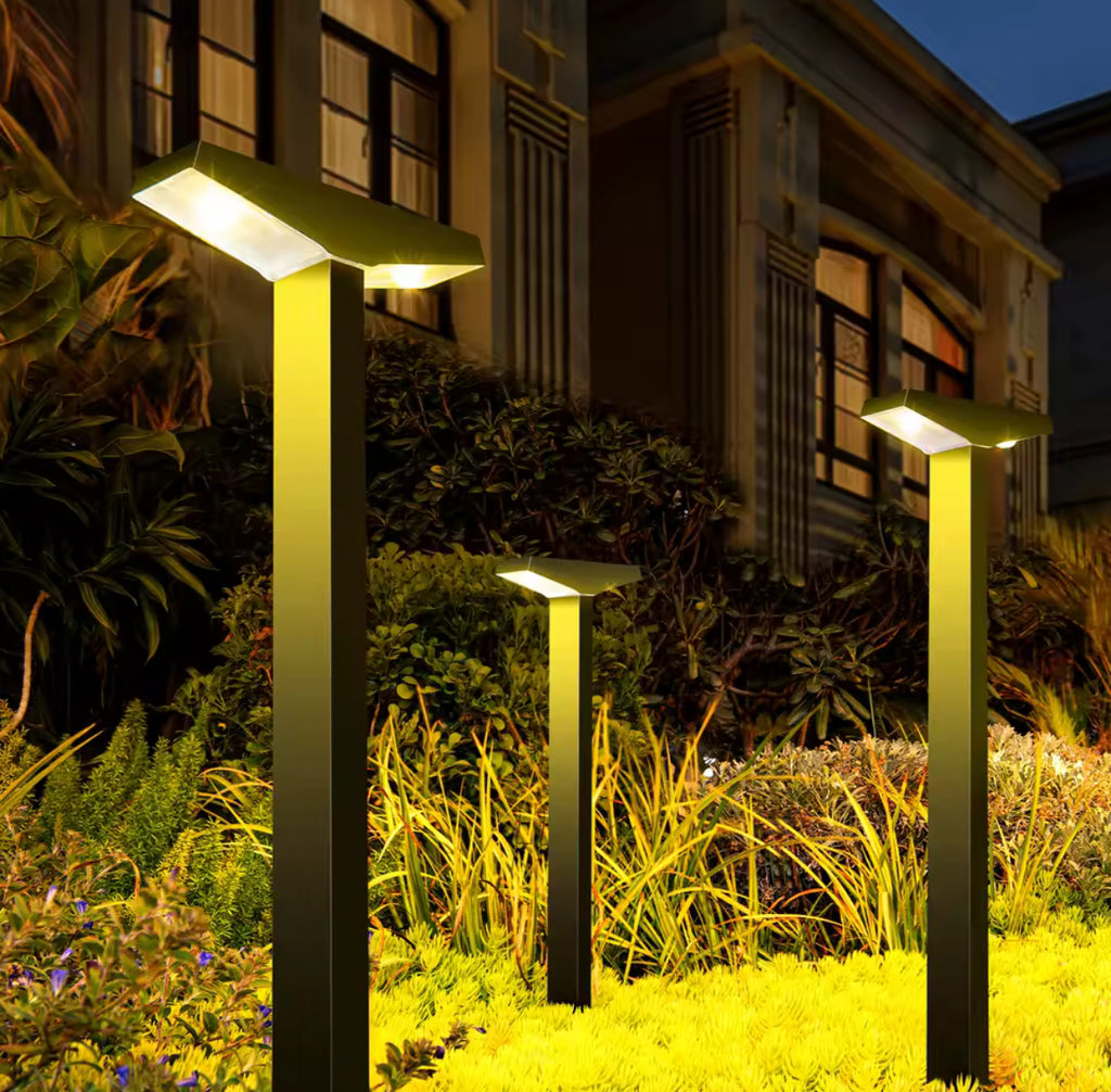 Solar Wegeleuchte T-Form höhenverstellbar | 2 Steckhöhen, warmweiss oder kaltweiss, IP65, rasenmäherfest | Schlanke Solar-Wegbeleuchtung für Gartenweg & Beet