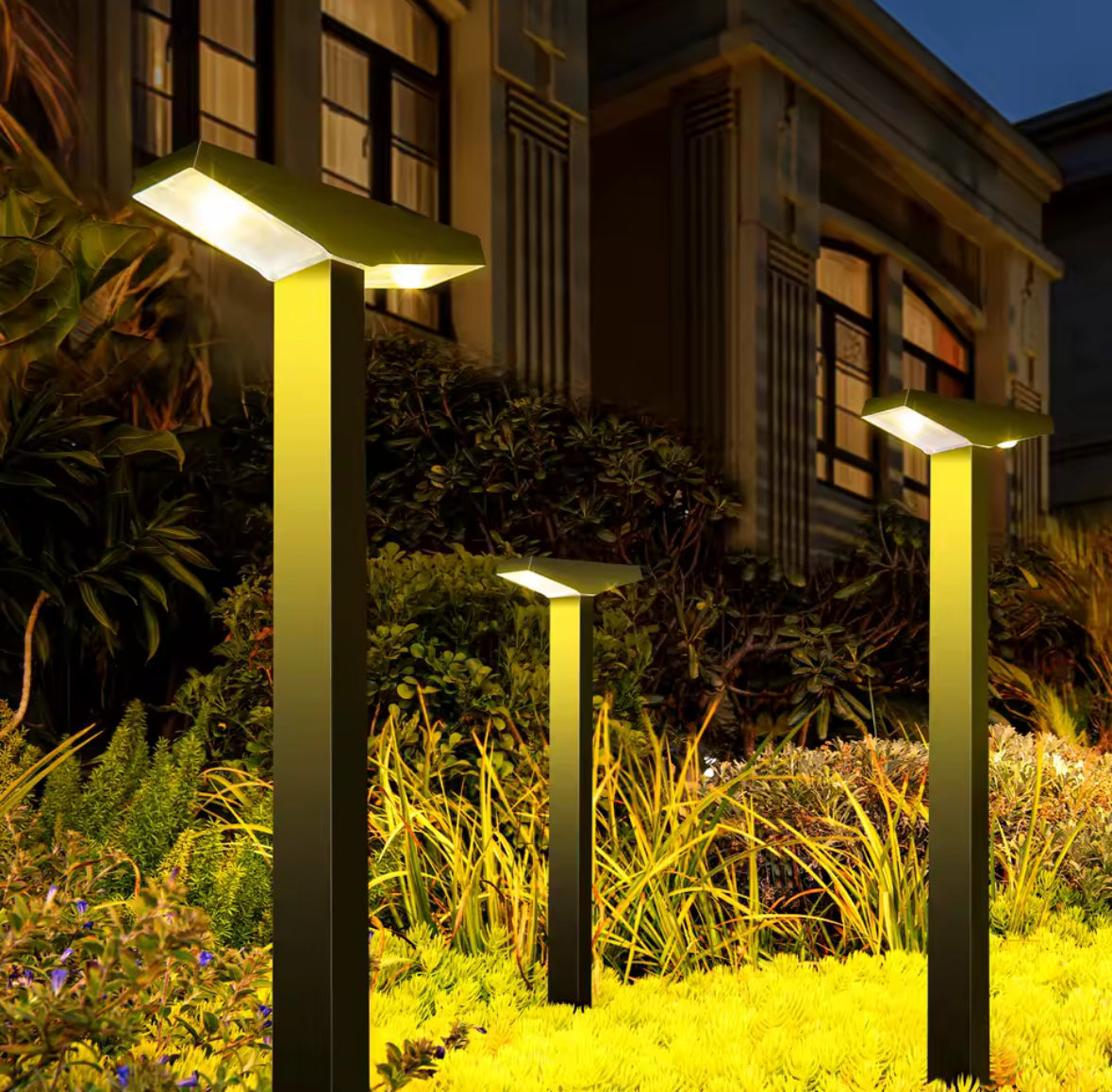 Solar Wegeleuchte T-Form höhenverstellbar | 2 Steckhöhen, warmweiss oder kaltweiss, IP65, rasenmäherfest | Schlanke Solar-Wegbeleuchtung für Gartenweg & Beet