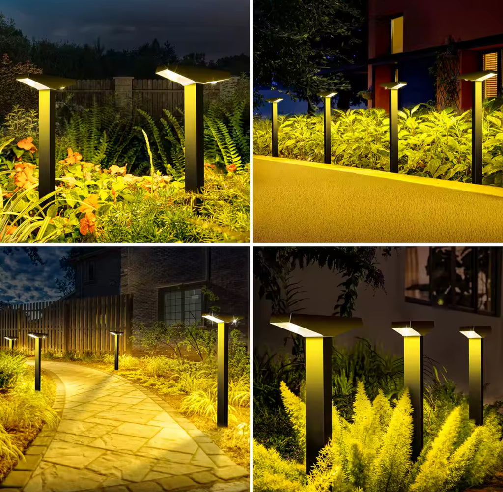 Solar Wegeleuchte T-Form höhenverstellbar | 2 Steckhöhen, warmweiss oder kaltweiss, IP65, rasenmäherfest | Schlanke Solar-Wegbeleuchtung für Gartenweg & Beet