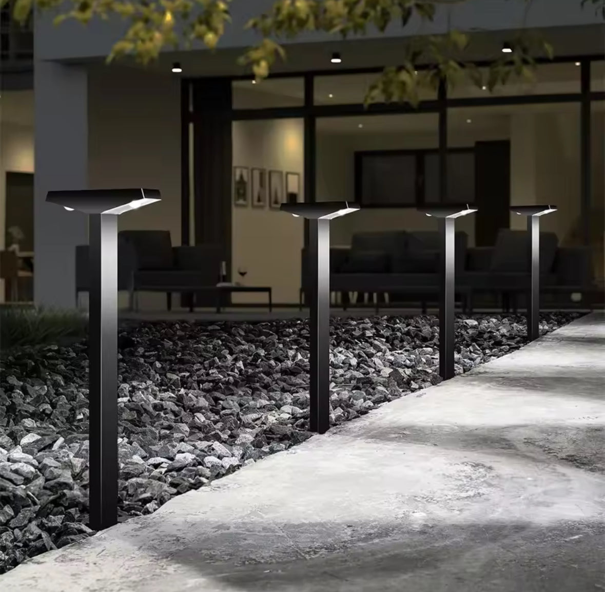 Solar Wegeleuchte T-Form höhenverstellbar | 2 Steckhöhen, warmweiss oder kaltweiss, IP65, rasenmäherfest | Schlanke Solar-Wegbeleuchtung für Gartenweg & Beet