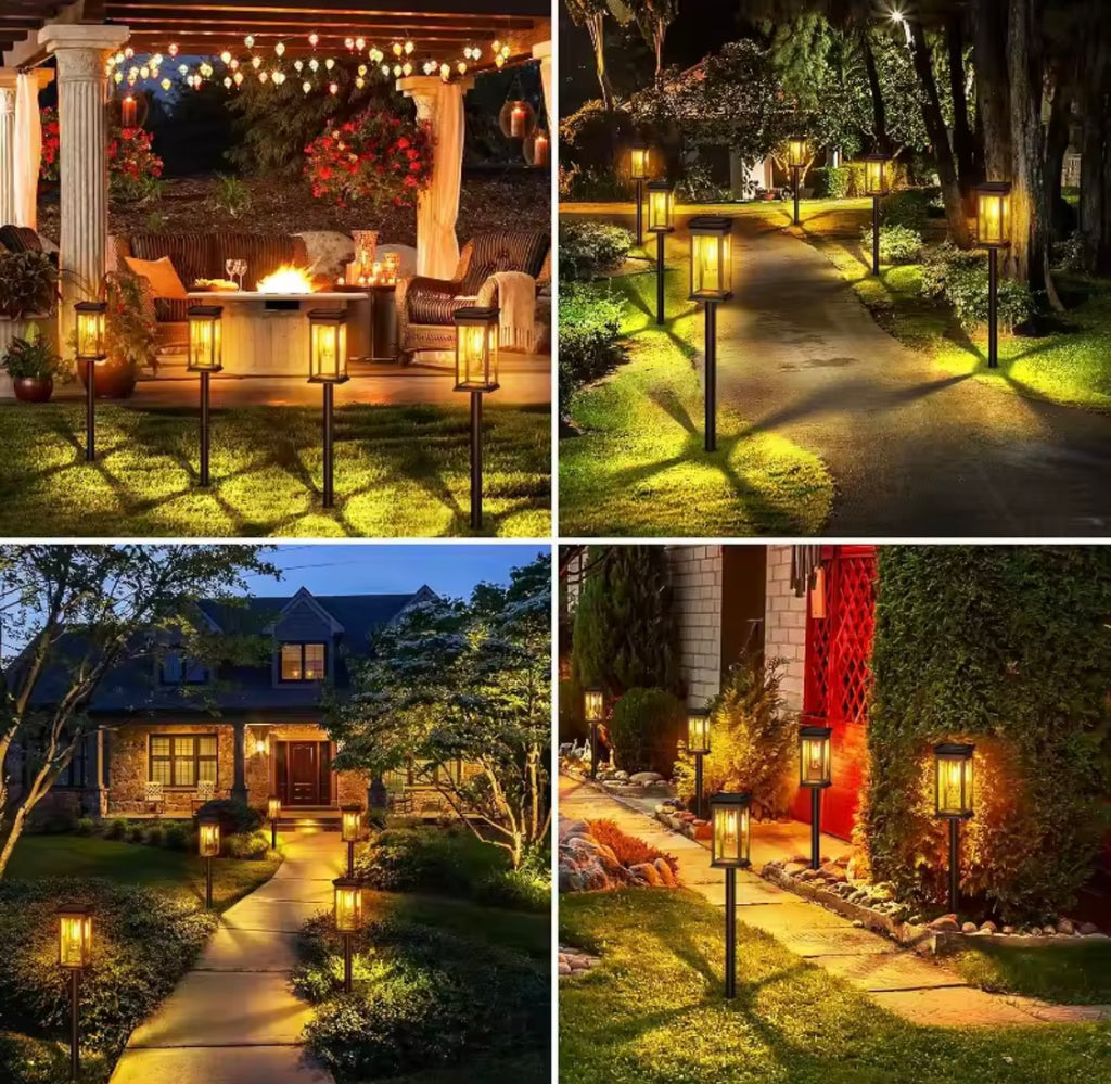 Solar Garten Wegeleuchte mit LED Birnen | Modernes Klarglas-Design, höhenverstellbar, 8–12 h Leuchtdauer, IP65 | Design-Wegbeleuchtung für Gartenweg, Beet & Einfahrt