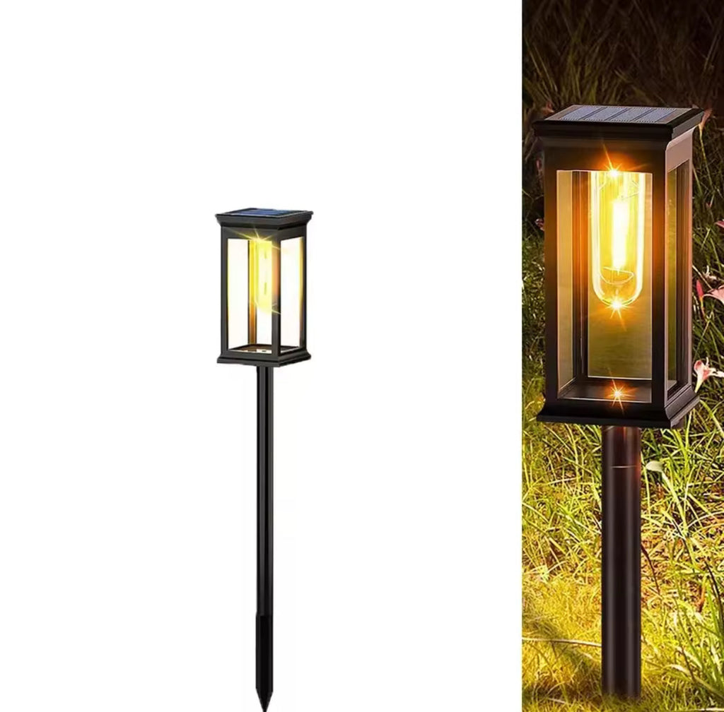 Solar Garten Wegeleuchte mit LED Birnen | Modernes Klarglas-Design, höhenverstellbar, 8–12 h Leuchtdauer, IP65 | Design-Wegbeleuchtung für Gartenweg, Beet & Einfahrt