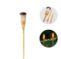 Solar Bambusfackel mit Flammeneffekt | 12 flackernde LEDs, handgeflochtener Bambus, 60 cm, IP65 | Stimmungslicht für Garten, Terrasse, Pool & Gartenparty