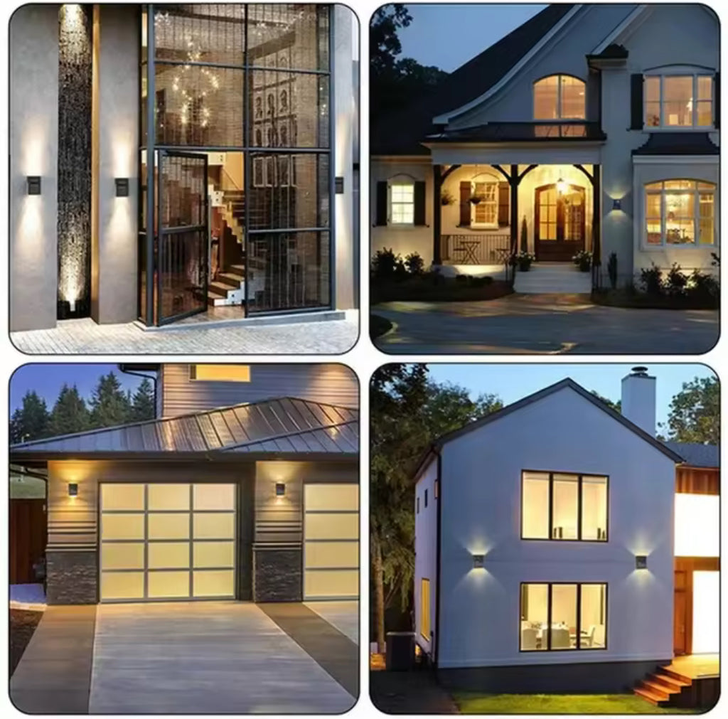 Solar Wandstrahler mit Up-&-Down-Licht | Zwei Lichtkegel, warmweiss, kaltweiss oder mehrfarbig, IP65 | Solar-Wandbeleuchtung für Zaun, Fassade, Haustür & Garage