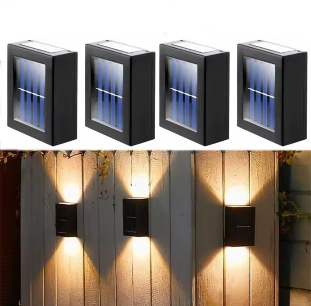 Solar Wandstrahler mit Up-&-Down-Licht | Zwei Lichtkegel, warmweiss, kaltweiss oder mehrfarbig, IP65 | Solar-Wandbeleuchtung für Zaun, Fassade, Haustür & Garage