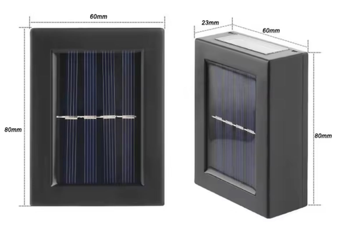 Solar Wandstrahler mit Up-&-Down-Licht | Zwei Lichtkegel, warmweiss, kaltweiss oder mehrfarbig, IP65 | Solar-Wandbeleuchtung für Zaun, Fassade, Haustür & Garage