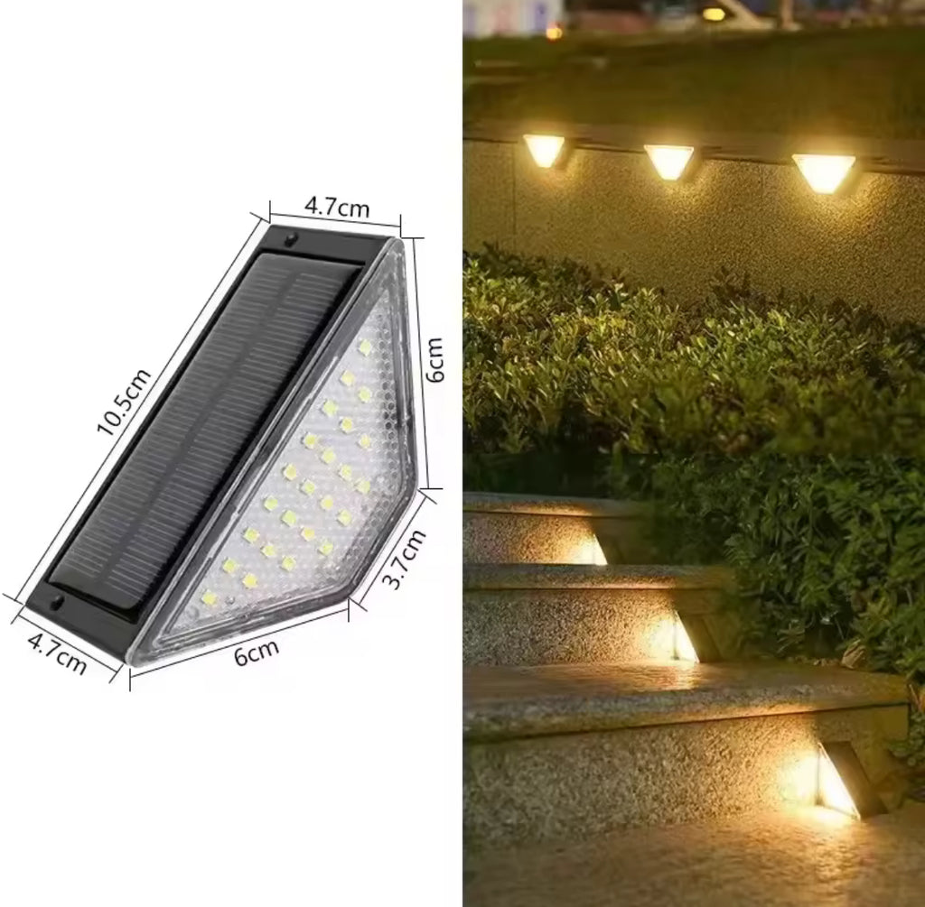 Solar Stufenlicht mit 24 LEDs |  bis 10 h Leuchtdauer, IP65, kleben oder schrauben | Treppenbeleuchtung für Gartentreppe, Veranda & Gehweg