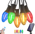 Solar C7 Lichterkette mit Bruchsicheren Erdbeerbirnen | 7,6 bis 30 m, 8 Effekte, Fernbedienung, Timer, dimmbar | Weihnachtsbeleuchtung für Gartenbaum, Terrasse, Dachrand & Zaun