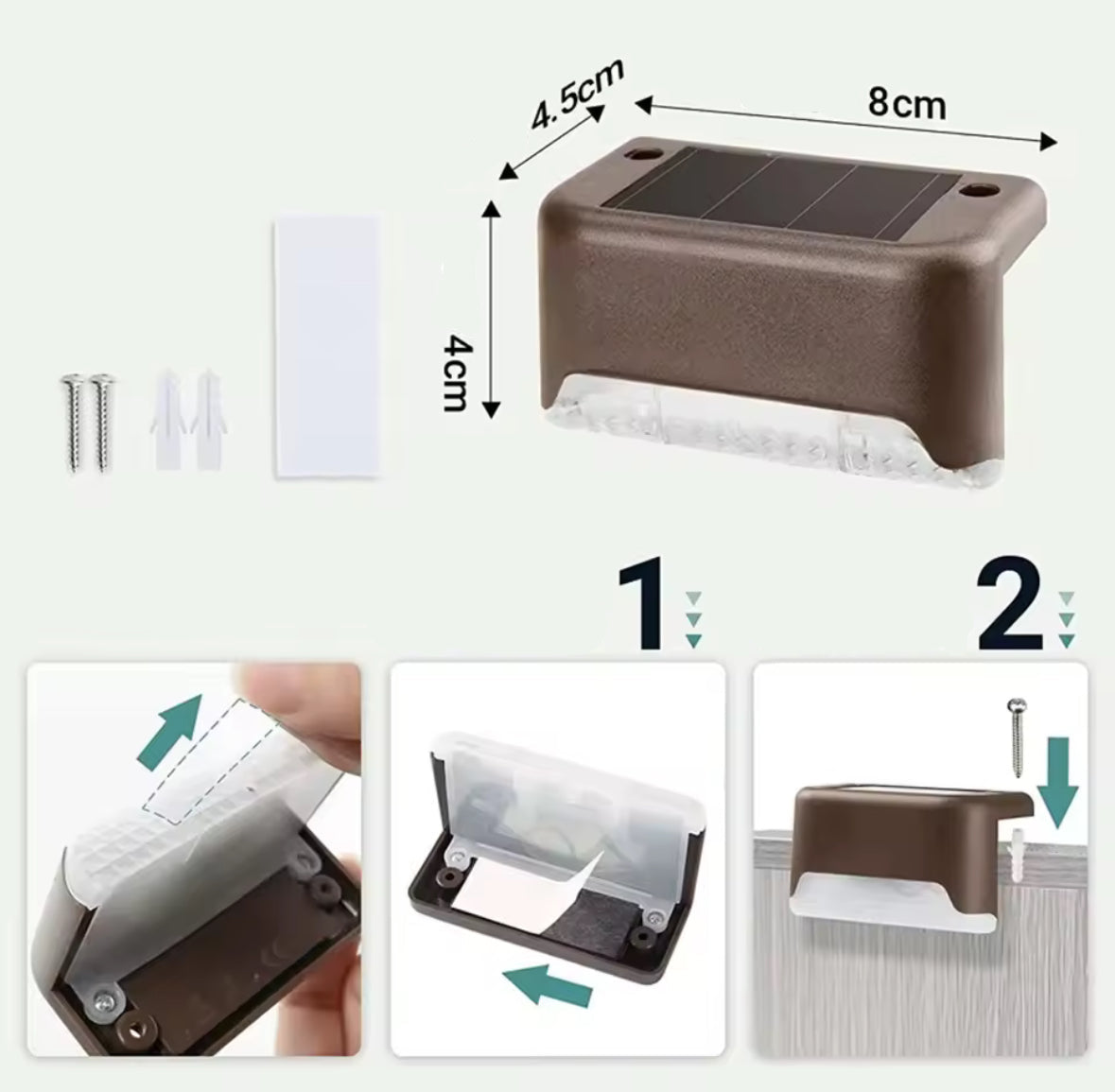 Solar Weglicht für Geländer & Stufen | Warmweiss oder kaltweiss, 8–12 h Leuchtdauer, IP65, Sets bis 32 Stück | Solarbeleuchtung für Treppe, Terrasse & Zaun