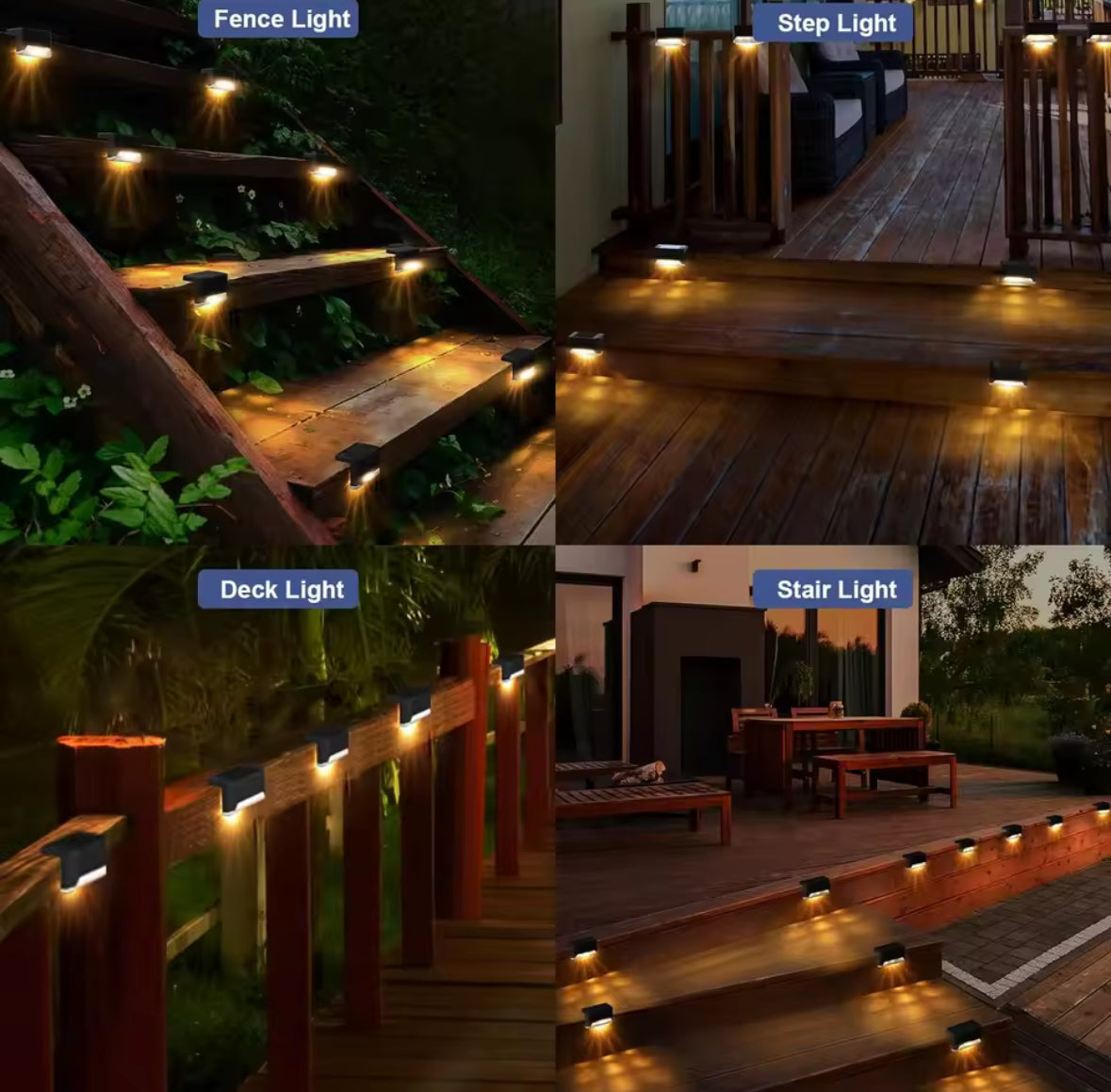 Solar Weglicht für Geländer & Stufen | Warmweiss oder kaltweiss, 8–12 h Leuchtdauer, IP65, Sets bis 32 Stück | Solarbeleuchtung für Treppe, Terrasse & Zaun
