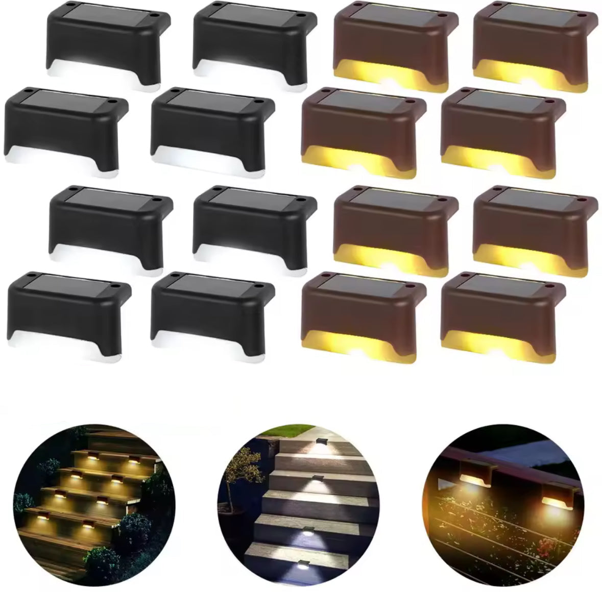 Solar Weglicht für Geländer & Stufen | Warmweiss oder kaltweiss, 8–12 h Leuchtdauer, IP65, Sets bis 32 Stück | Solarbeleuchtung für Treppe, Terrasse & Zaun