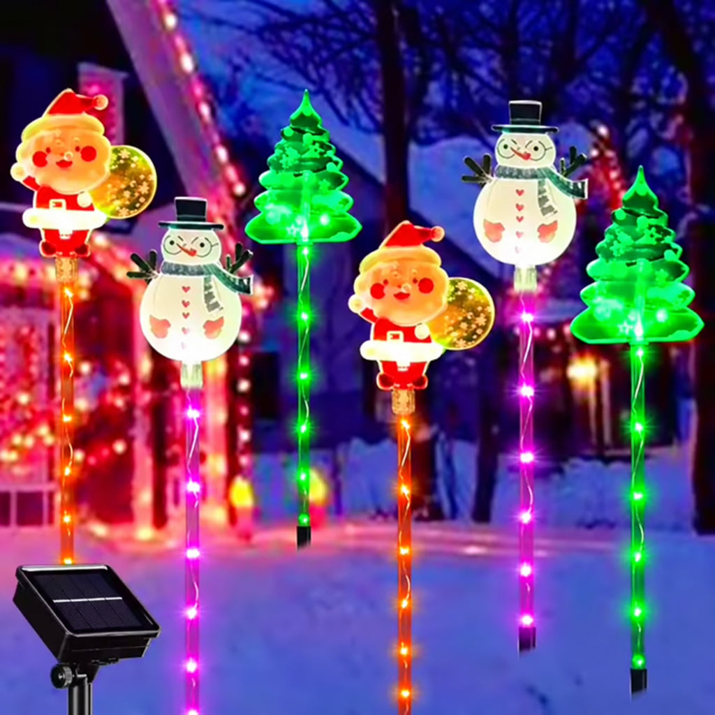 Solar Weihnachtsfiguren für den Garten | Weihnachtsmann, Schneemann & Tannenbaum, warmweiss mit Farblichtern, IP65 | Weihnachtsdeko für Garten, Vorgarten & Einfahrt