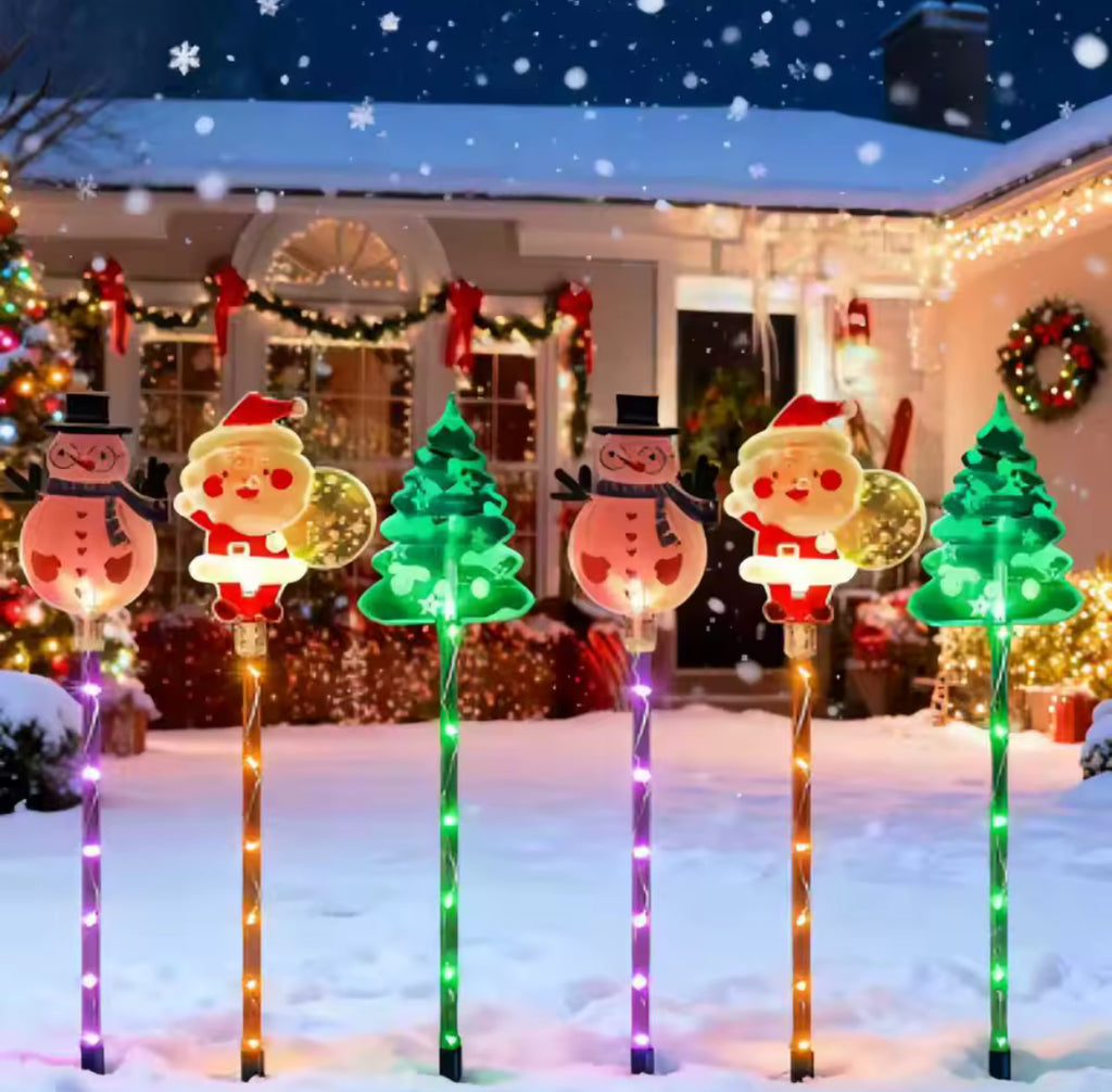 Solar Weihnachtsfiguren für den Garten | Weihnachtsmann, Schneemann & Tannenbaum, warmweiss mit Farblichtern, IP65 | Weihnachtsdeko für Garten, Vorgarten & Einfahrt