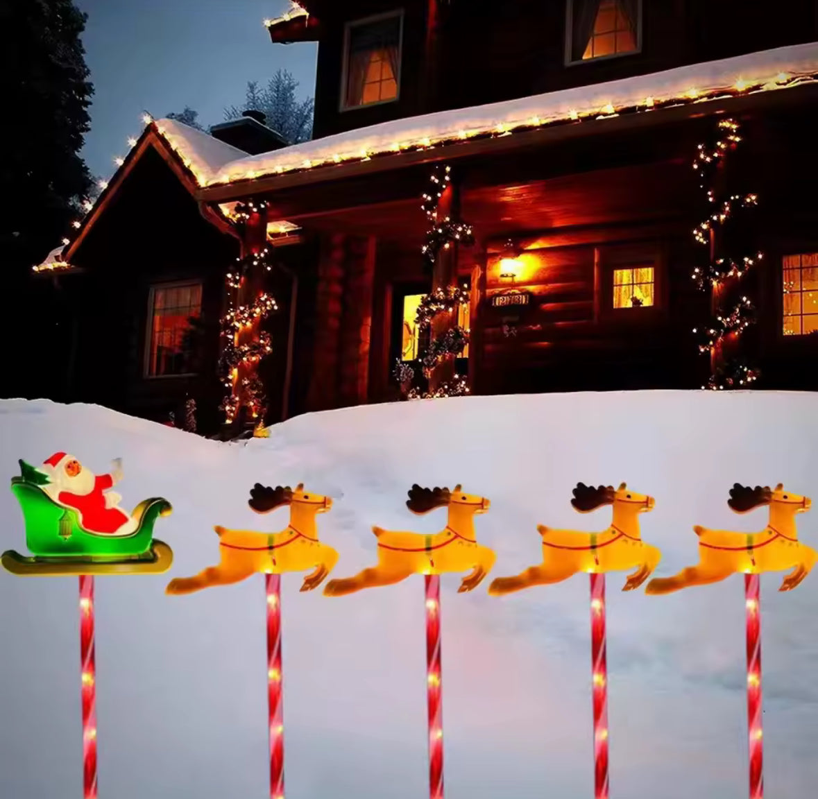 Solar Weihnachtsfiguren für den Garten | Weihnachtsmann, Schneemann & Tannenbaum, warmweiss mit Farblichtern, IP65 | Weihnachtsdeko für Garten, Vorgarten & Einfahrt