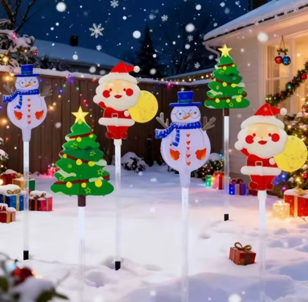 Solar Weihnachtsfiguren für den Garten | Weihnachtsmann, Schneemann & Tannenbaum, warmweiss mit Farblichtern, IP65 | Weihnachtsdeko für Garten, Vorgarten & Einfahrt