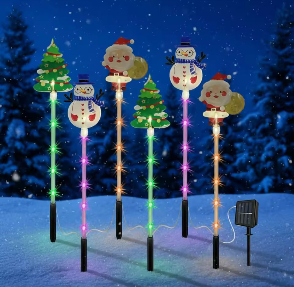 Solar Weihnachtsfiguren für den Garten | Weihnachtsmann, Schneemann & Tannenbaum, warmweiss mit Farblichtern, IP65 | Weihnachtsdeko für Garten, Vorgarten & Einfahrt