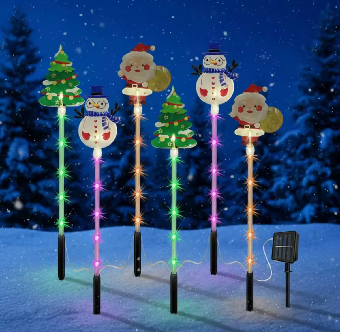 Solar Weihnachtsfiguren für den Garten | Weihnachtsmann, Schneemann & Tannenbaum, warmweiss mit Farblichtern, IP65 | Weihnachtsdeko für Garten, Vorgarten & Einfahrt