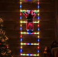 LED Weihnachtsmann auf Funkelnder Leiter | 1,5 oder 3 m, warmweiss oder bunt, 8 Blinkmodi, USB-Betrieb | Weihnachtsdeko für Fassade, Fenster, Wand & Weihnachtsbaum
