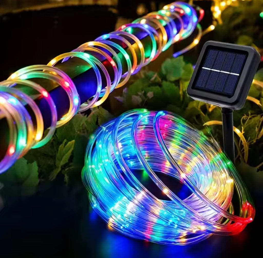 Solar Lichtschlauch mit bis zu 300 LEDs | 7 bis 32 m, 5 Lichtfarben, Dauerlicht & Blinkmodus, wetterfest | Gartenbeleuchtung für Zaun, Geländer, Pergola & Weihnachten