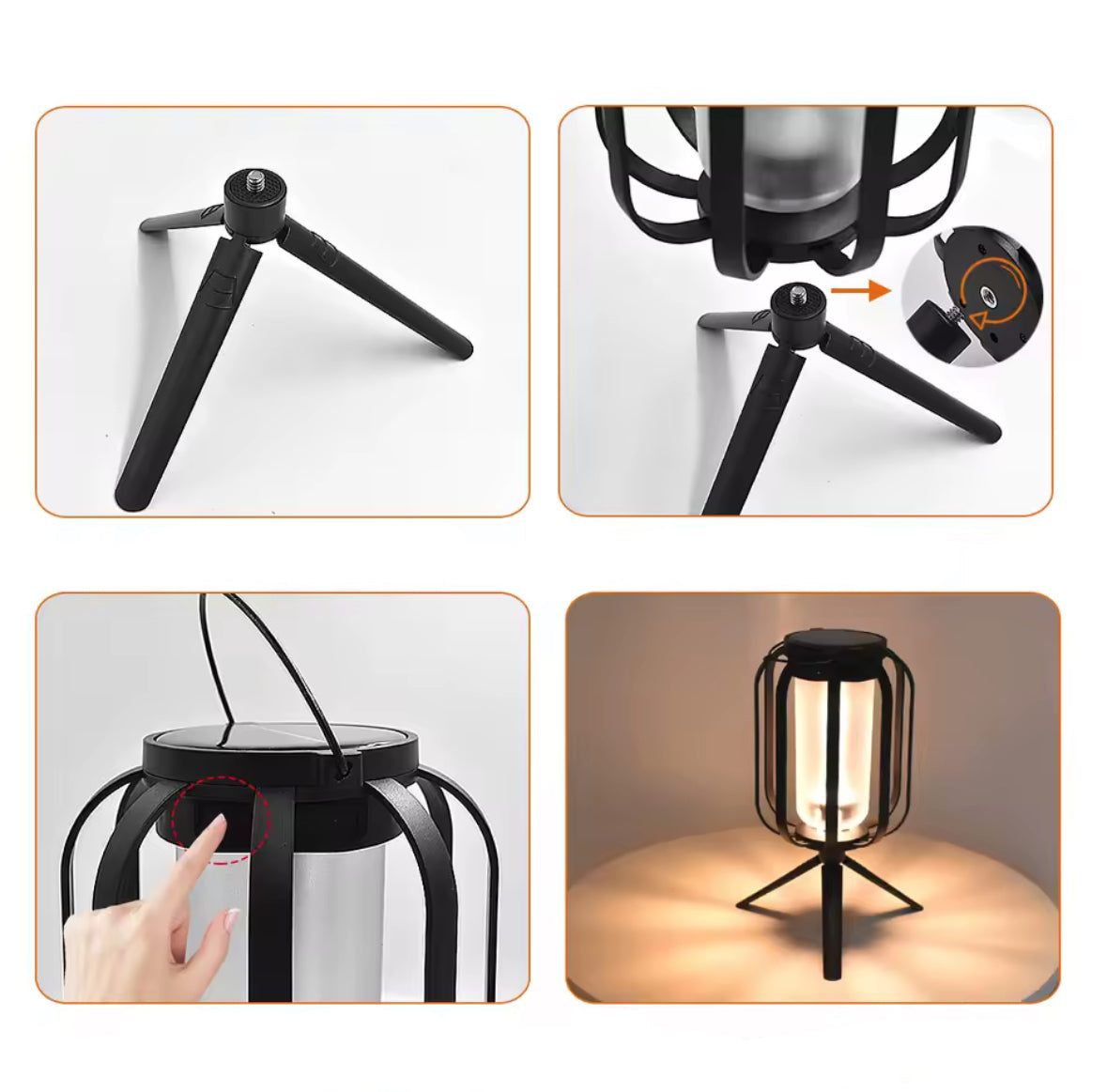 Solar Multifunktions-Laterne mit 4 Lichtmodi | Flammeneffekt, warm- & kaltweiss, Solar- und USB-Ladung, 4 Aufstellarten, IP65 | Hänge-, Tisch- & Wandlicht für Terrasse, Garten, Balkon & Camping
