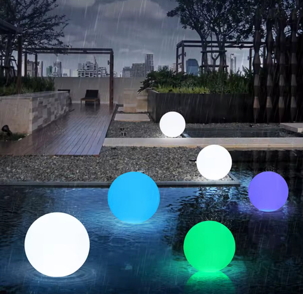 LED Leuchtkugel RGB schwimmend | Farbwechsel per Fernbedienung, 12 bis 25 cm, Akku, IP68 | Schwimmendes Farblicht für Pool, Teich, Garten & Party