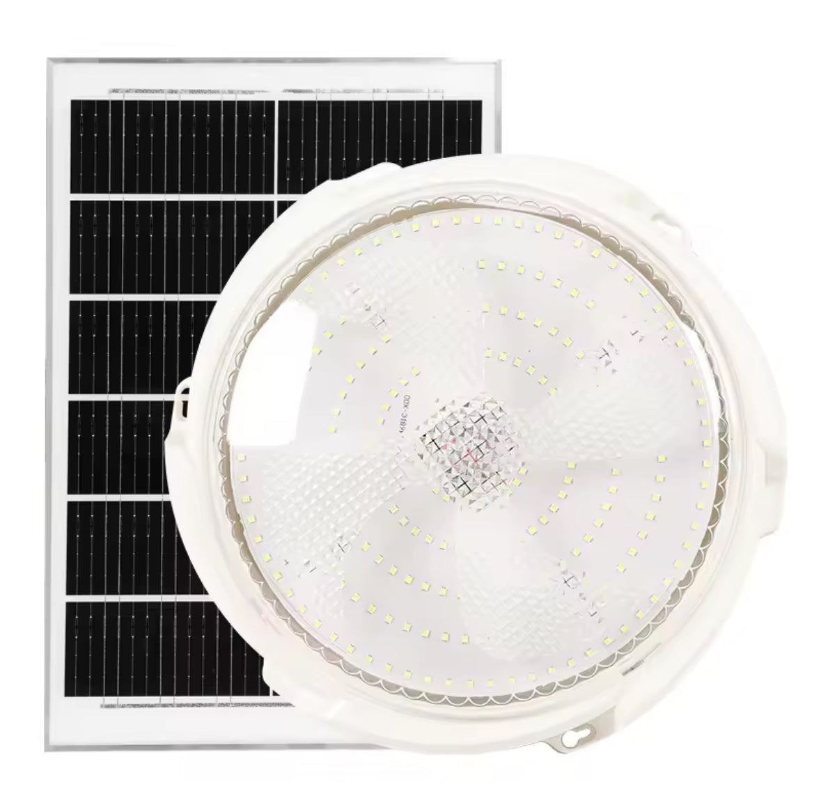 Solar Deckenleuchte mit Fernbedienung | 60 bis 500 W, separates Solarpanel, dimmbar, Timer, IP66 | Stromlose Beleuchtung für Carport, Gartenhaus, Schuppen, Stall & Vordach