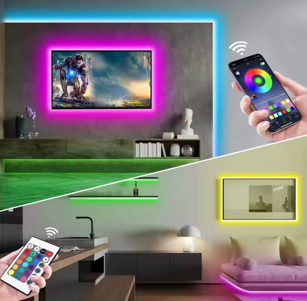 LED Neon-Lichtband RGB mit App & Musik-Sync | 16 Mio. Farben, 5 bis 30 m, kürzbar, Fernbedienung, IP67 | Stimmungslicht für Gaming-Zimmer, Wohnzimmer, Bar & Terrasse
