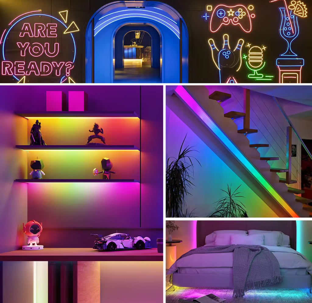 LED Neon-Lichtschlauch RGB mit 360-Grad-Licht | Adressierbare LEDs, Regenbogen- & Musikeffekte, App und Fernbedienung, 1 bis 5 m, IP67 | Stimmungslicht für Gaming-Zimmer, Schlafzimmer, Bar & Deko