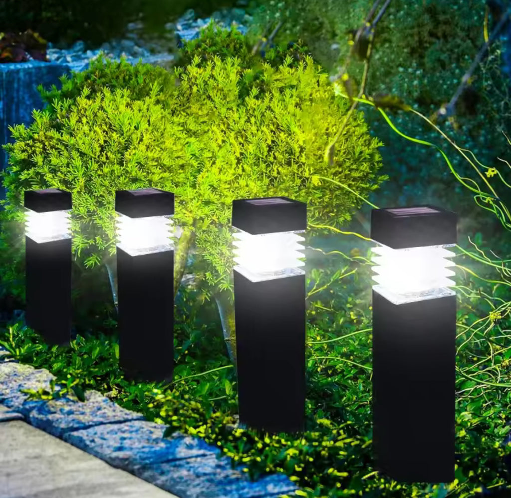 Solar Wegpoller mit Lamellenkopf | Blendfreies Licht, warmweiss oder kaltweiss, 6–12 h Leuchtdauer, IP65 | Moderne Solar-Wegbeleuchtung für Gartenweg, Rasenkante & Einfahrt