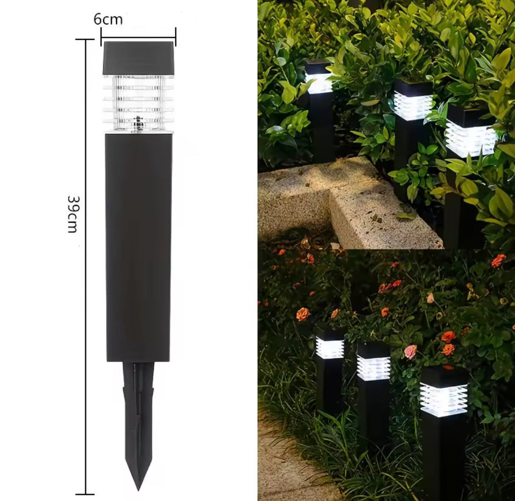 Solar Wegpoller mit Lamellenkopf | Blendfreies Licht, warmweiss oder kaltweiss, 6–12 h Leuchtdauer, IP65 | Moderne Solar-Wegbeleuchtung für Gartenweg, Rasenkante & Einfahrt