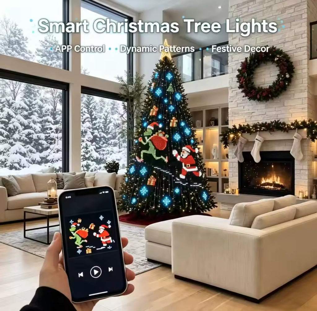 Smart DIY Weihnachtsbaum-Lichterkette mit App | 400 einzeln steuerbare LEDs, 200+ Muster, eigene Motive & Fotos, Sprachsteuerung, IP44 | Weihnachtsbeleuchtung für Christbaum in 1,5 bis 2,1 m