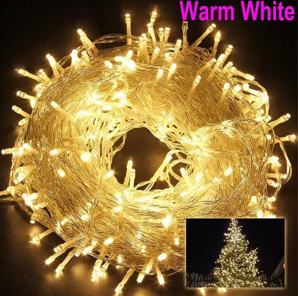 Festliche Weihnachts-Lichterkette XXL mit 8 Leuchtmodi | 5 bis 100 m, warmweiss, kaltweiss oder bunt, transparentes Kabel | Weihnachtsbeleuchtung für Christbaum, Fassade, Balkon &